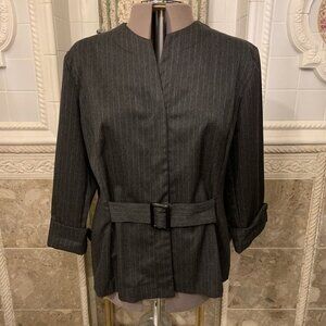T. Milano. Sz 20W. Pinstripe Faux Belted 3/4 Sleeve Professional Jacket. AL